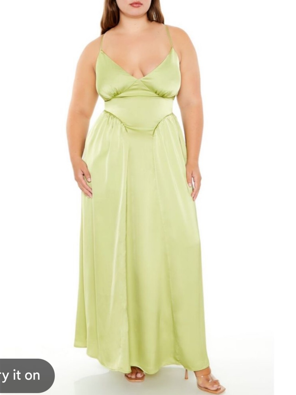 FOREVER 21 WOMENS GREEN OPEN BACK SATIN MAXI DRESS NEW MEDIUM